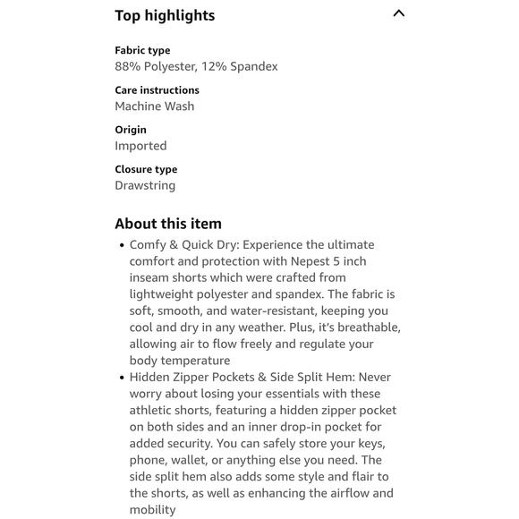 Nepest Men’s Running Athletic Shorts Zipper Pocket 5 in Inseam Linerless Dry Fit - Picture 6 of 8